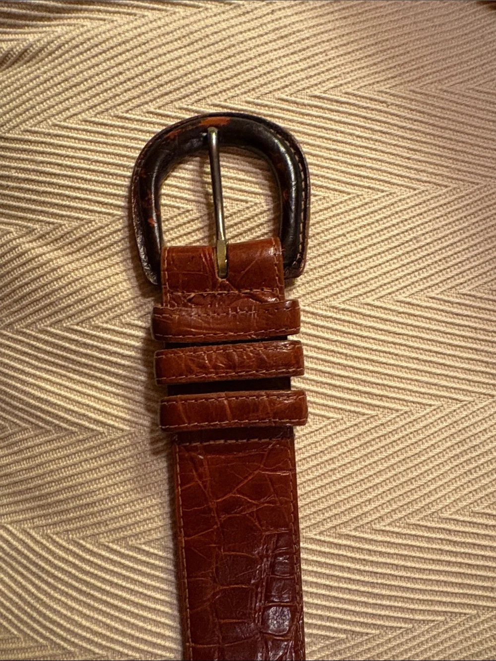 Cipriani Women’s Vintage Alligator Calfskin Belt Cognac Brown Size Small